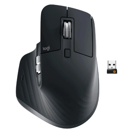 تصویر  ماوس بی‌سیم لاجیتک مدل MX MASTER 3S با حسگر Darkfield، دارای 7 کلید، دارای کلید روشن و خاموش، رابط دانگل USB، باتری قابل شارژ با ظرفیت 500 میلی‌آمپر ساعت، دقت 8000 DPI، فرکانس 2.4 گیگاهرتز