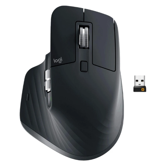 تصویر  ماوس بی‌سیم لاجیتک مدل MX MASTER 3S با حسگر Darkfield، دارای 7 کلید، دارای کلید روشن و خاموش، رابط دانگل USB، باتری قابل شارژ با ظرفیت 500 میلی‌آمپر ساعت، دقت 8000 DPI، فرکانس 2.4 گیگاهرتز