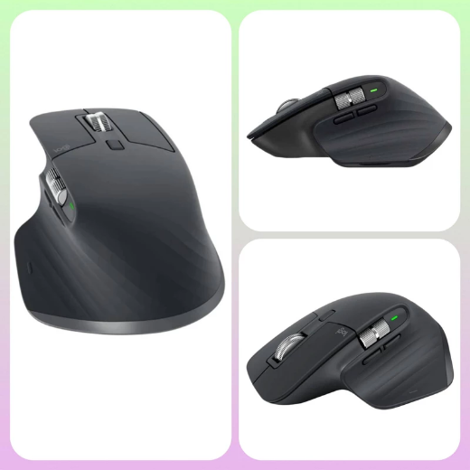 تصویر  ماوس بی‌سیم لاجیتک مدل MX MASTER 3S با حسگر Darkfield، دارای 7 کلید، دارای کلید روشن و خاموش، رابط دانگل USB، باتری قابل شارژ با ظرفیت 500 میلی‌آمپر ساعت، دقت 8000 DPI، فرکانس 2.4 گیگاهرتز